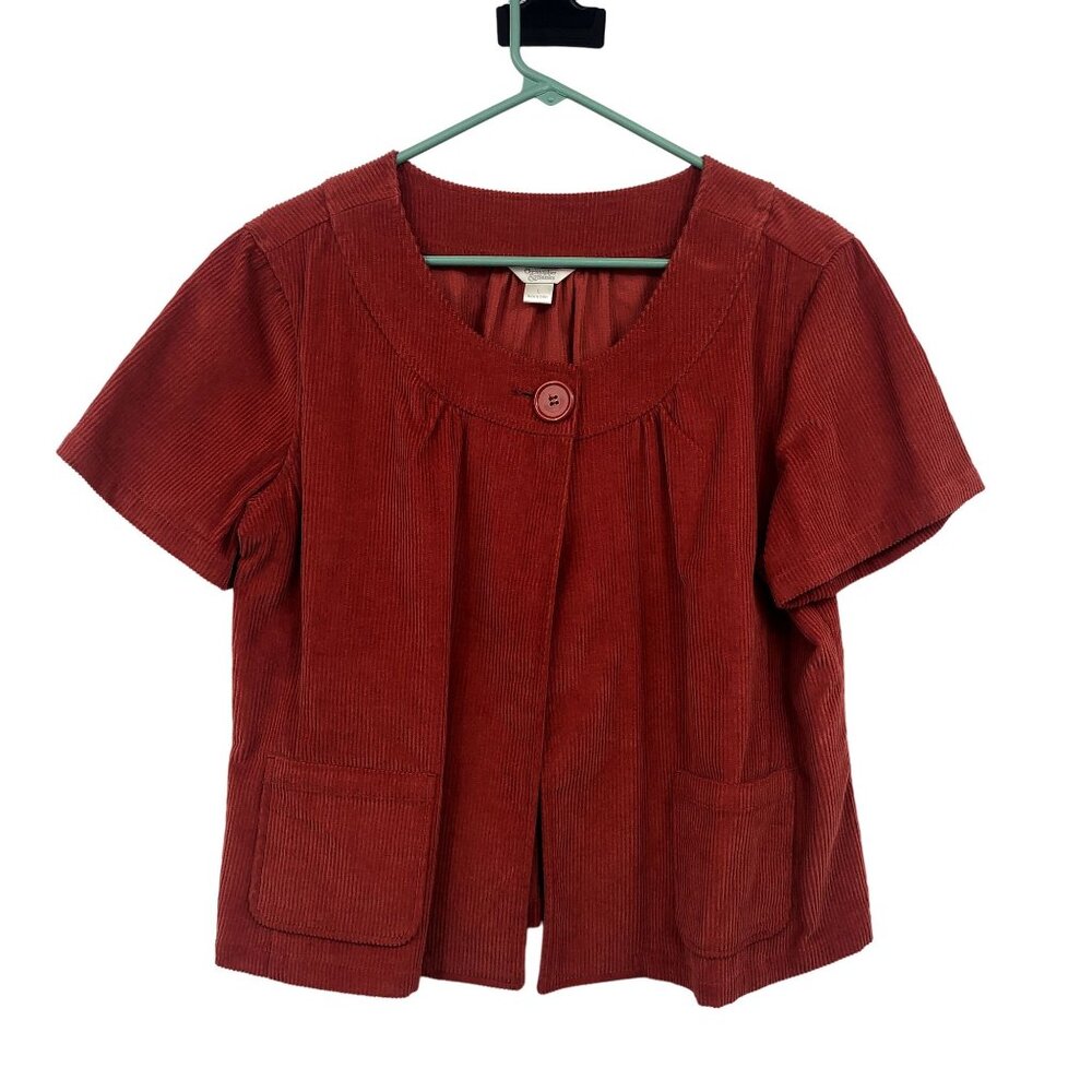 Christopher Banks Corduroy Jacket Womens L Used Short Sleeve One Button Unlined